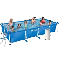 Каркасний басейн Intex 28273-6, 450 х 220 х 84 см (3 785 л/год, тент, підстилка, драбина)