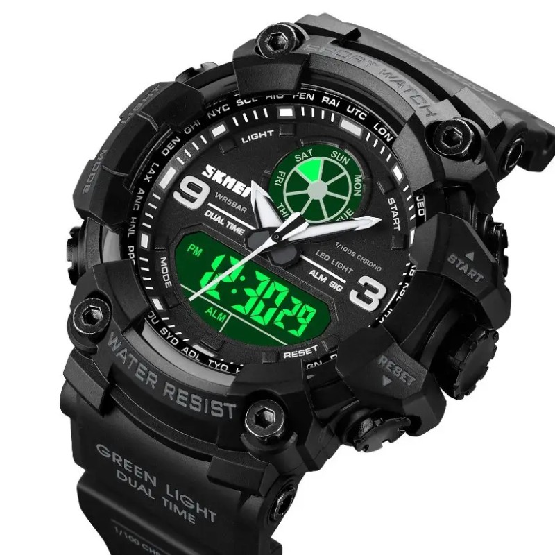 Чоловічий армійський наручний годинник Skmei 1818 Чорний