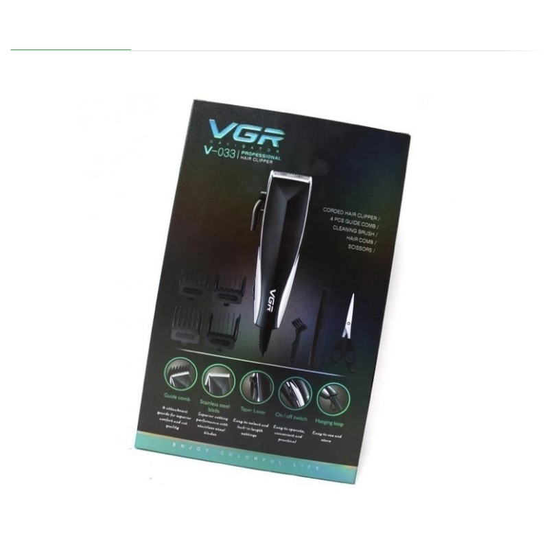 Універсальна машинка для стрижки волосся тример з насадками та ножицями VGR V-033 Чорний