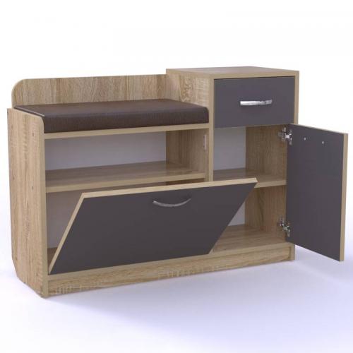 Тумба для взуття Тиса Мебель ТО-104 1 Сонома Графіт 64.5x90 см Тумба для взуття Тиса Мебель ТО-104 1 Сонома Графіт 64.5x90 см