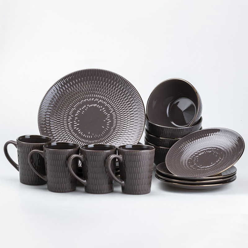 Столовий сервіз на 4 персони керамічний TS Kitchen Fantasy, мокко (HP20344)