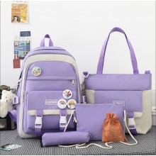 Рюкзак шкільний для дівчинки Hoz CLBDBAG 2190 5 в 1 41х30х14 см Фіолетово-білий (SK001654)
