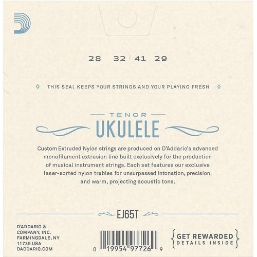Струни для укулеле D'Addario EJ65T Clear Nylon Tenor Ukulele Strings 28/29 Струни для укулеле D'Addario EJ65T Clear Nylon Tenor Ukulele Strings 28/29