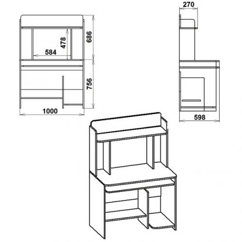 Стіл комп'ютерний СКМ-6 Компанит Дуб Сонома Стіл комп'ютерний СКМ-6 Компанит Дуб Сонома