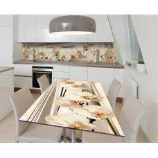 Наклейка 3Д вінілова на стіл Zatarga «Сон білої орхідеї» 600х1200 мм для будинків, квартир, столів, кав'ярень