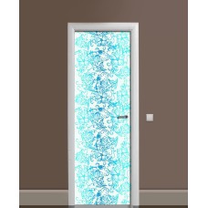 Наклейка на двері Zatarga «Бірюзова спілка» 650х2000 мм вінілова 3Д наклейка декор самоклеюча