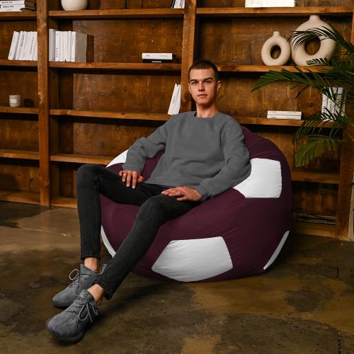 Крісло мішок М'яч Оксфорд 120см Студія Комфорту Великий Бордовий + Білий Крісло мішок М'яч Оксфорд 120см Студія Комфорту Великий Бордовий + Білий
