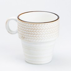 Чашка керамічна у стилі ретро TS Kitchen 350 мл біла (HP23384)