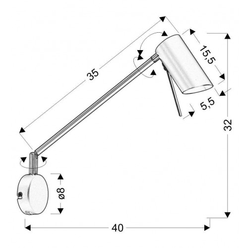 Бра Candellux Milly 40x32.5 см Чорний (21-73884)