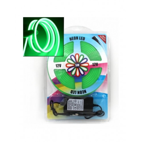 Неонова гнучка стрічка силіконова герметична LED Neon Flex 0764 12V-220V 5 м Зелений Неонова гнучка стрічка силіконова герметична LED Neon Flex 0764 12V-220V 5 м Зелений