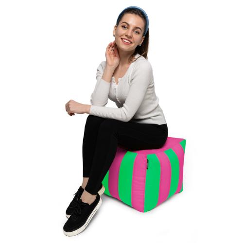 Пуф Кубик Смугастий Оксфорд 40х40 Студія Комфорту Рожевий + Салатовий Пуф Кубик Смугастий Оксфорд 40х40 Студія Комфорту Рожевий + Салатовий