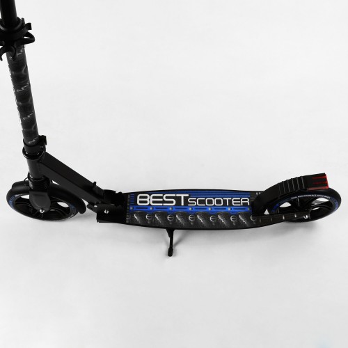 Двоколісний самокат Best Scooter складаний амортизатор стоп сигнал 100 кг Black and blue (105431)