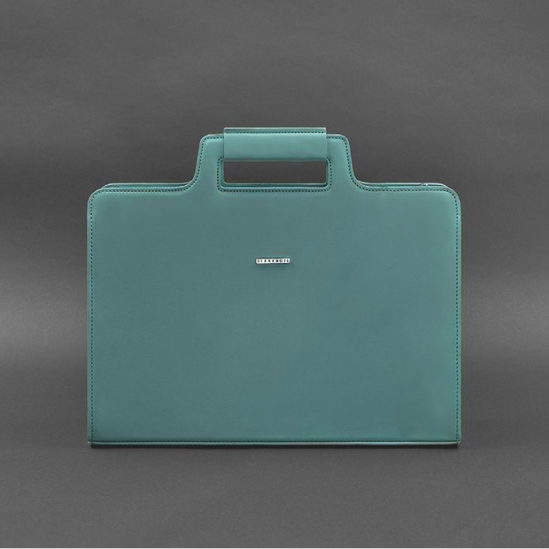 Жіноча шкіряна сумка для ноутбука та документів бірюзова BlankNote