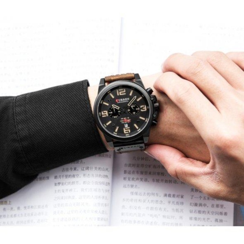 Чоловічий наручний годинник Curren Monreal Коричневий