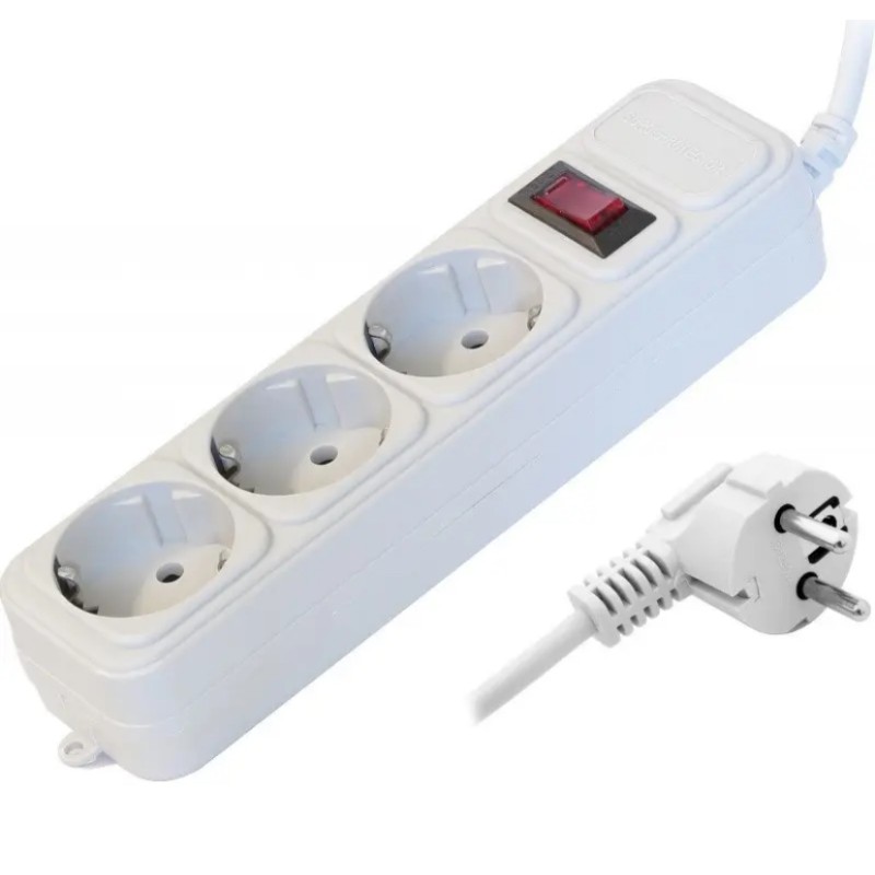 Мережевий фільтр із захистом GREELITE 3 розетки 5 м Білий