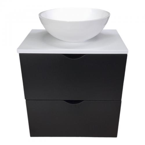 Подвесная тумба The MIX Mikola-M з раковиною із штучного каменю 60х50х45 см антрацит Подвесная тумба The MIX Mikola-M з раковиною із штучного каменю 60х50х45 см антрацит