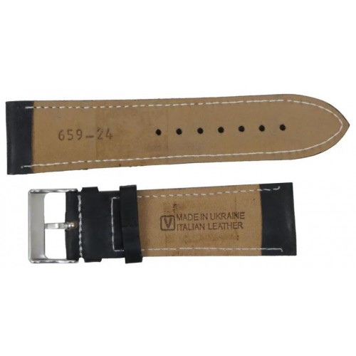 Ремінець для годинника Mykhail Ikhtyar зі шкіри 24 мм Чорний (S659-24S black)