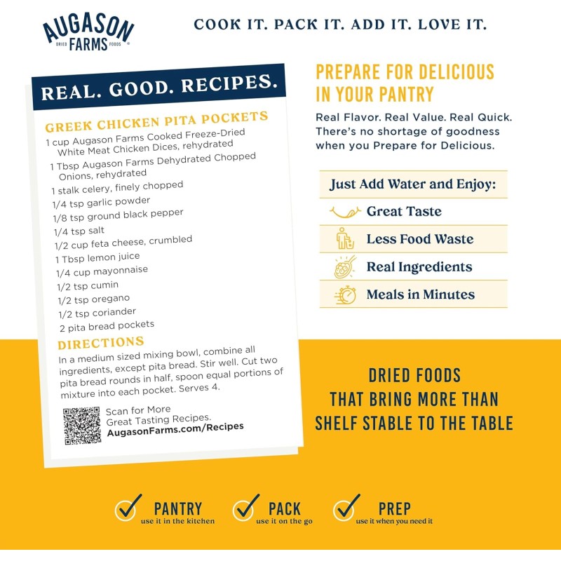 Сублімоване м'ясо курки шматочками з великим терміном придатності 30 років Augason Farms, 15 порцій