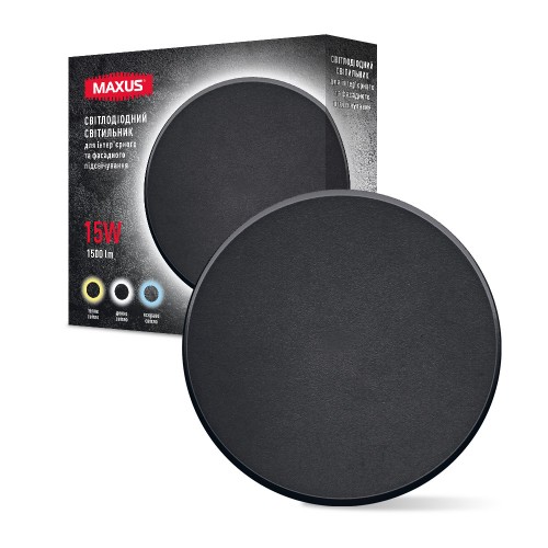 Світильник світлодіодний накладний Maxus MWL 15W 3CCT IP65 BL Circle Чорний (1801)