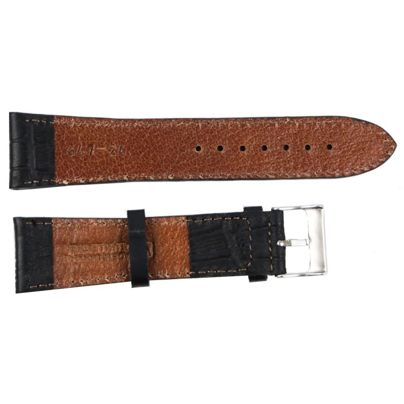 Ремінець для годинника Mykhail Ikhtyar зі шкіри під крокодила Ш24 мм Чорний (S647-24S Black)