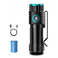 Ліхтар ручний акумуляторний з прищіпкою Rablex RB901 Li-ion 16340 Zoom Type-C 1000 Lumens