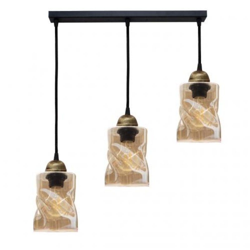 Світильник підвісний MSK Electric Tornado на планці під три лампи Е27 PL 20245-3 BK Чорно-бронзовий (619281)