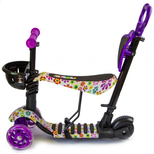 Самокат дитячий Scooter 5 в 1 Flowers 51х76х26 см Різнокольоровий (1954264907) Самокат дитячий Scooter 5 в 1 Flowers 51х76х26 см Різнокольоровий (1954264907)