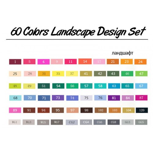 Маркери для скетчінга TOUCHFIVE 60 кольорів. Ландшафтний дизайн в інтернет супермаркеті PbayMarket!