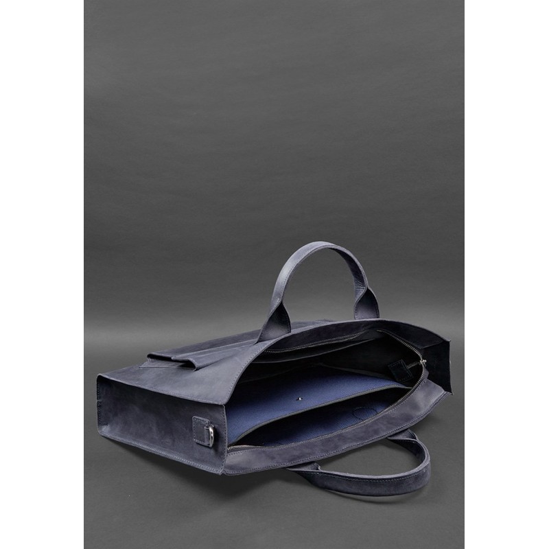 Шкіряна сумка для ноутбука та документів Універсальна синя Crazy Horse BlankNote