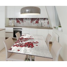 Наклейка 3Д вінілова на стіл Zatarga «Горобина на снігу» 650х1200 мм для будинків, квартир, столів, кав'ярень