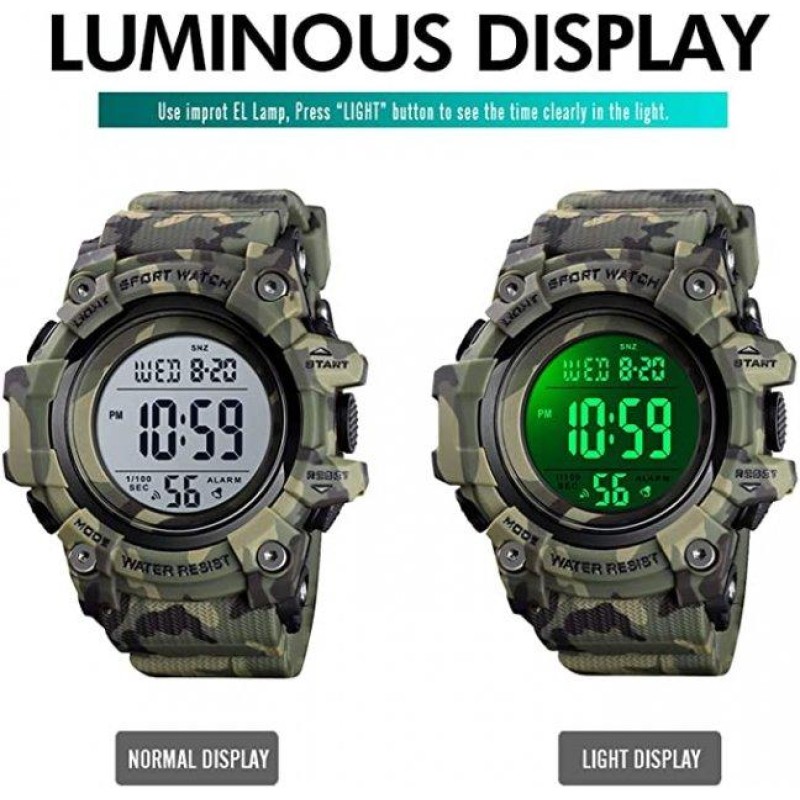 Годинник чоловічий спортивний Skmei 1552 Зелений камуфляж