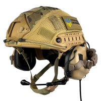 Комплект шолом кевларовий FAST Helmet NIJ IIIA/навушники Earmor M32 Mod3 з чебурашкою/кавер XL Мультикам