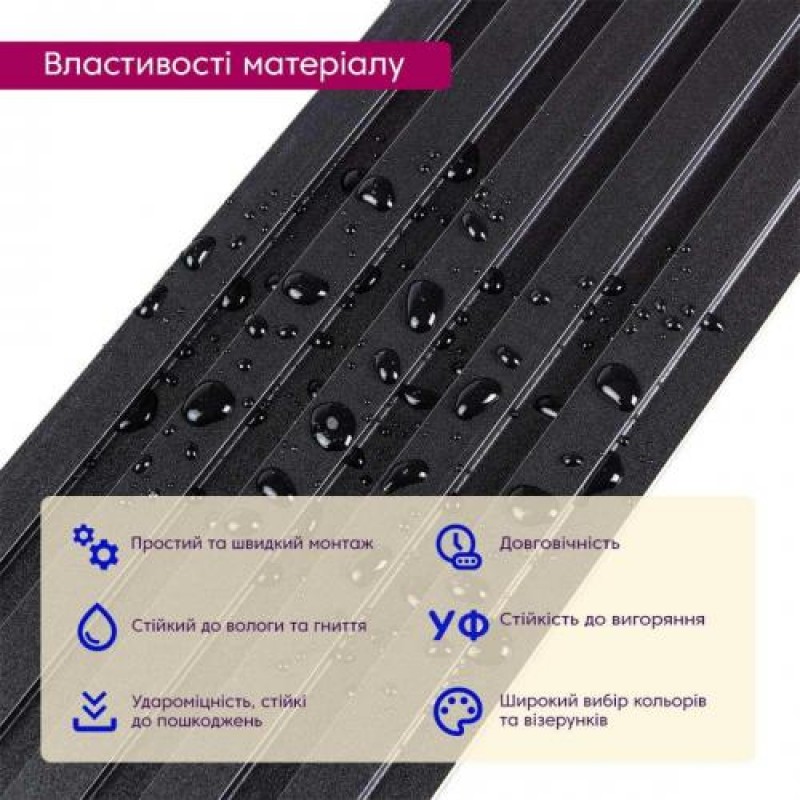 Декоративна рейка WPC стінова антрацит 3000*150*9мм (D) SW-00001869 Sticker Wall