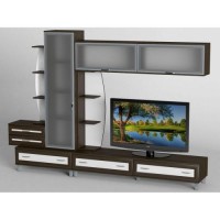 Стінка в вітальню Тиса Мебель Вітальня-16 Венге Білий 1900x450x2850 мм Стінка в вітальню Тиса Мебель Вітальня-16 Венге Білий 1900x450x2850 мм