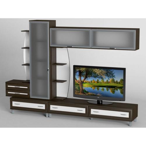 Стінка в вітальню Тиса Мебель Вітальня-16 Венге Білий 1900x450x2850 мм Стінка в вітальню Тиса Мебель Вітальня-16 Венге Білий 1900x450x2850 мм