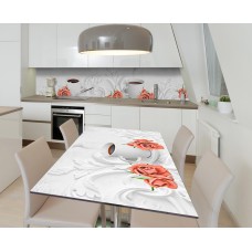 Наклейка 3Д вінілова на стіл Zatarga «Затишна чашка» 600х1200 мм для будинків, квартир, столів, кав'ярень