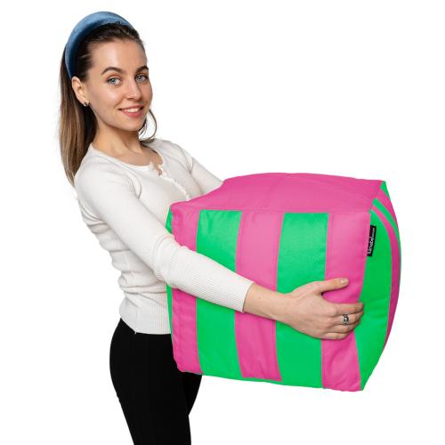 Пуф Кубик Смугастий Оксфорд 40х40 Студія Комфорту Рожевий + Салатовий Пуф Кубик Смугастий Оксфорд 40х40 Студія Комфорту Рожевий + Салатовий