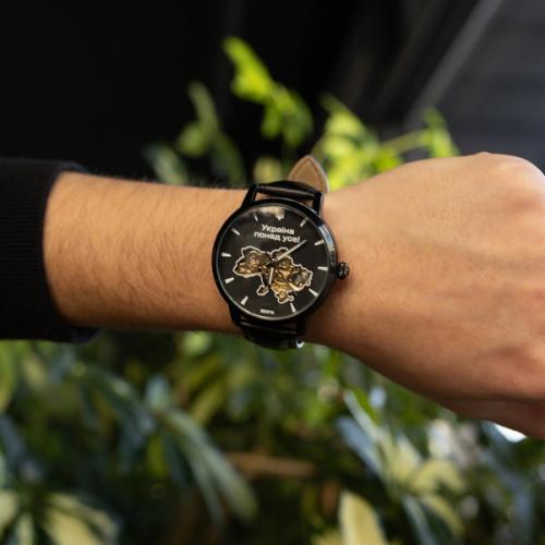 Наручний годинник чоловічий BESTA Skeleton UA Black Чорний (3121)