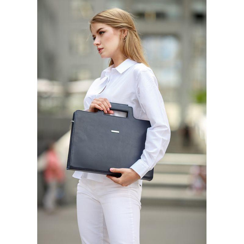 Жіноча шкіряна сумка для ноутбука та документів BlankNote 15 Dark Blue (BN-BAG-36-navy-blue)