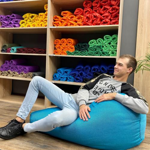 Крісло Мішок Груша Рогожка 120х85 Студія Комфорту Розмір Стандарт блакитний