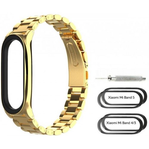 Ремінець MiJobs Metal Strap для Xiaomi Mi Band 3/4/5/6 Gold Ремінець MiJobs Metal Strap для Xiaomi Mi Band 3/4/5/6 Gold