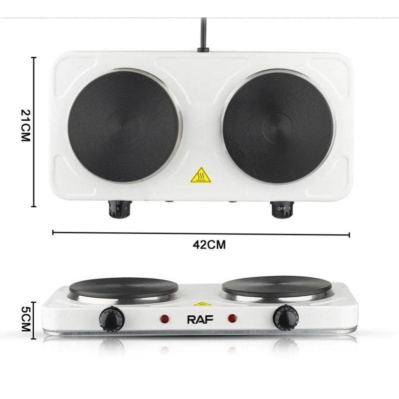 Електроплита настільна RAF R.8020A 2 конфорки дискова 2000W White (3_02422)