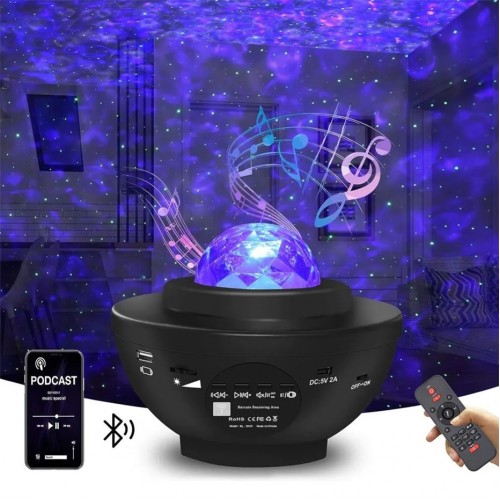 Нічник проектор зоряного неба RIAS KK-790 Bluetooth з пультом 6W Black (3_04539) Нічник проектор зоряного неба RIAS KK-790 Bluetooth з пультом 6W Black (3_04539)