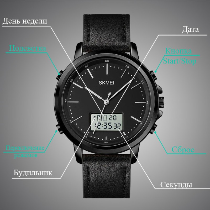 Чоловічий спортивний наручний годинник Skmei 1652 Чорний