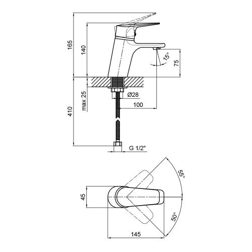 Змішувач для раковини Lidz (CRM) 19 46 001F Змішувач для раковини Lidz (CRM) 19 46 001F