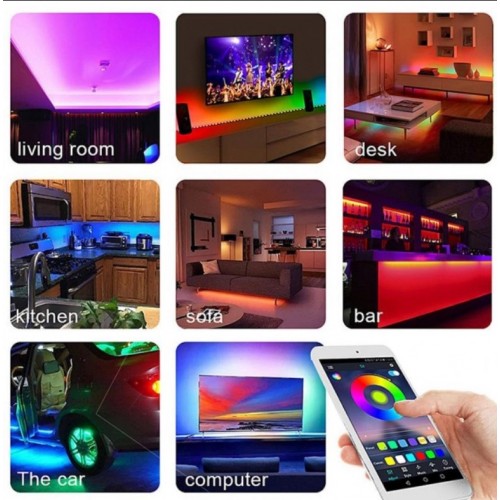 Світлодіодна стрічка із блютузом мікрофоном музичний RGB USB 10м HMD 136-13127827