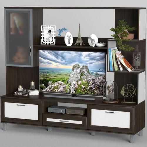 Стінка в вітальню Тиса Мебель Вітальня-44 Венге Білий 1600x450x1800 мм Стінка в вітальню Тиса Мебель Вітальня-44 Венге Білий 1600x450x1800 мм