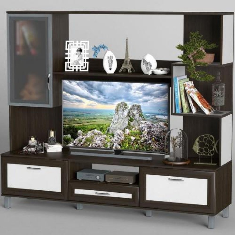 Стінка в вітальню Тиса Мебель Вітальня-44 Венге Білий 1600x450x1800 мм