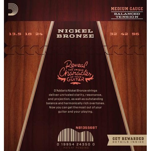 Струни для акустичної гітари D'Addario NB13556BT Nickel Bronze Balanced Tension Light Acoustic Guitar Medium 13,5/56 Струни для акустичної гітари D'Addario NB13556BT Nickel Bronze Balanced Tension Light Acoustic Guitar Medium 13,5/56