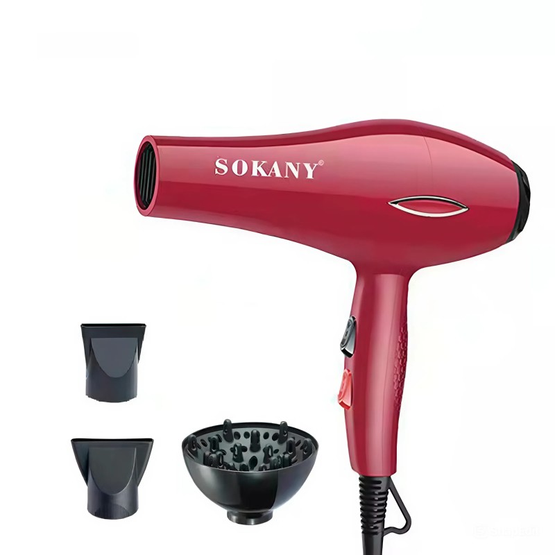 Фен для волосся Sokany з насадками Червоний (SK-2215)